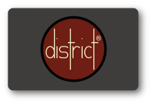 District Wine Bar logo over a solid gray background.